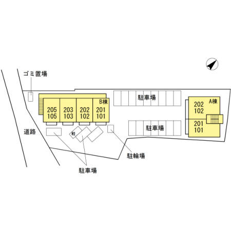 ボヌールサイB棟の区画図