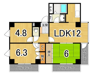 【間取り】 | ルミエール北山 | 3LDK、LDKは12帖♪