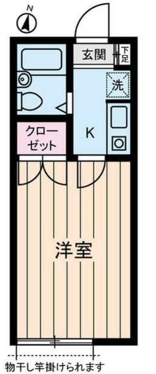 StudioFujita　南向き　室内洗濯機置場　オートロックの間取り