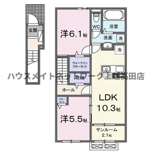 ベル　パトリ　Ｂの間取り|間取図（ベル　パトリ　Ｂ 202）2LDK