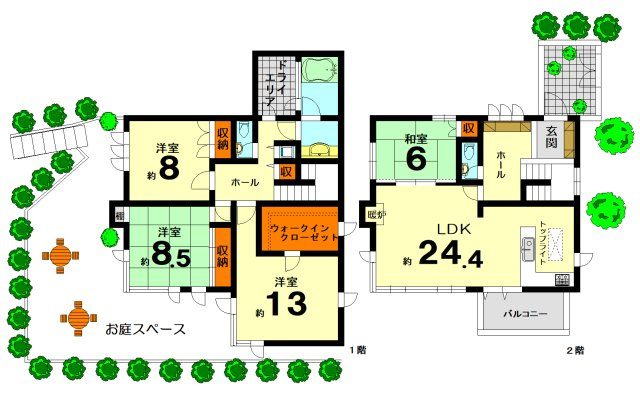 【間取り】 | 桂坂　大枝北沓掛町五丁目　一戸建 | 広々とした4LDKの邸宅です。建延158.32㎡（約47.89坪）
