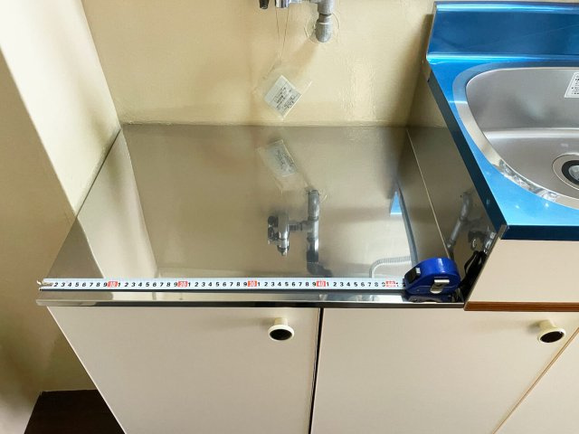 原口コーポのキッチン|コンロ置場　寸法