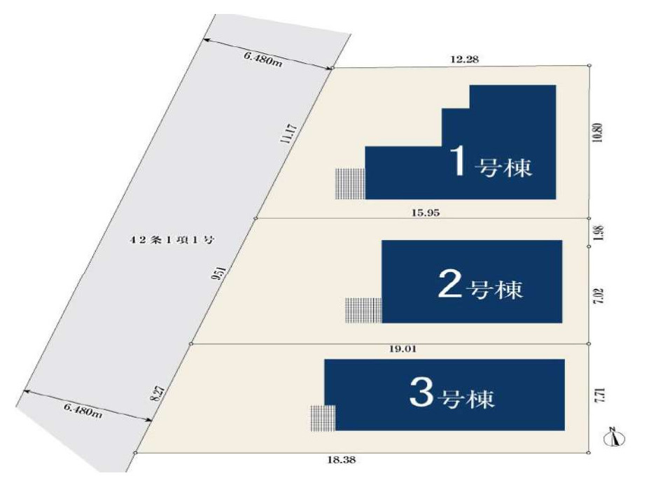 横浜市鶴見区梶山2丁目　新築戸建【仲介手数料無料】の区画図