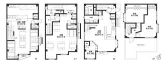 【間取り】 | 兵庫区笠松通　店舗付住宅 | 3LDK、土地面積80㎡、建物面積212.46㎡ 1・2階店舗約55.0帖♪3・4階居住用95.41㎡♪