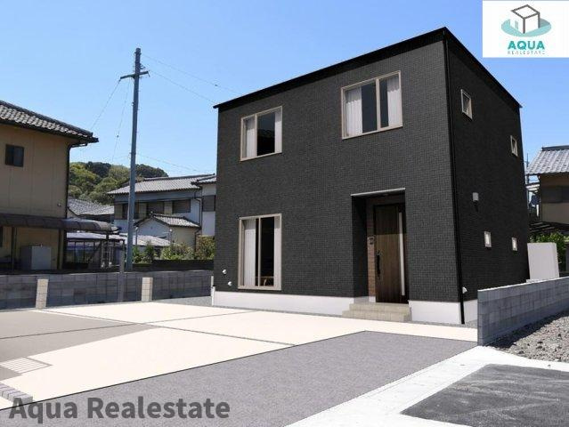 オール電化デザイナーズハウス八万町大坪建売③の外観パース|落ち着いた雰囲気の外観です