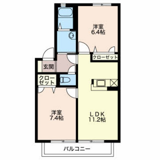岐阜市茜部菱野３丁目のアパートの間取り
