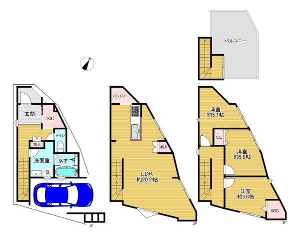 【間取り】 | 大阪市東淀川区上新庄3丁目　新築戸建