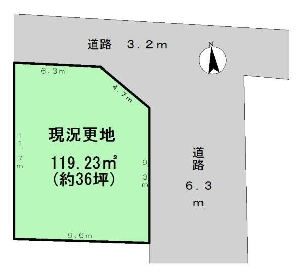 橿原市土橋町の売地の土地図