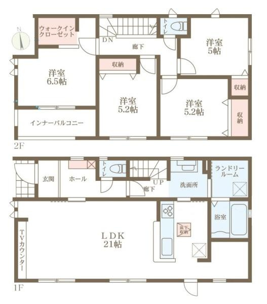 リーブルガーデン矢田山町 ２号棟 ／新築一戸建の間取り