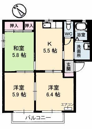 【間取り】 | グリーン・ヴィラ　Ａ棟
