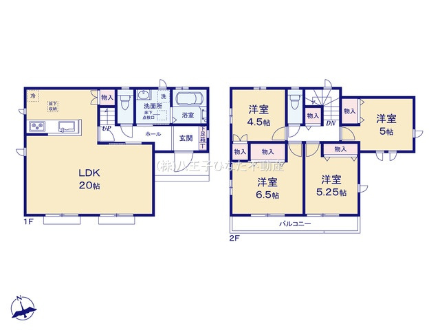 『八王子市新築戸建て』八王子市弐分方町724-5【仲介手数料無料】　１０期の間取り|～仲介手数料無料☆八王子ひなた不動産～八王子市弐分方町　新築戸建て