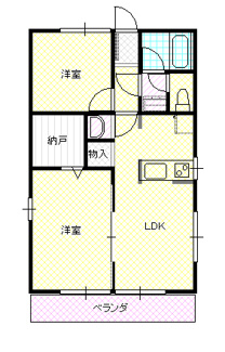 【間取り】 | シティハイムハーベストⅡ | 2LDKです