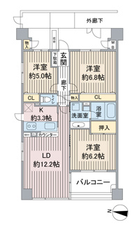 【間取り】 | ヴィルヌーブ東戸塚プレジール