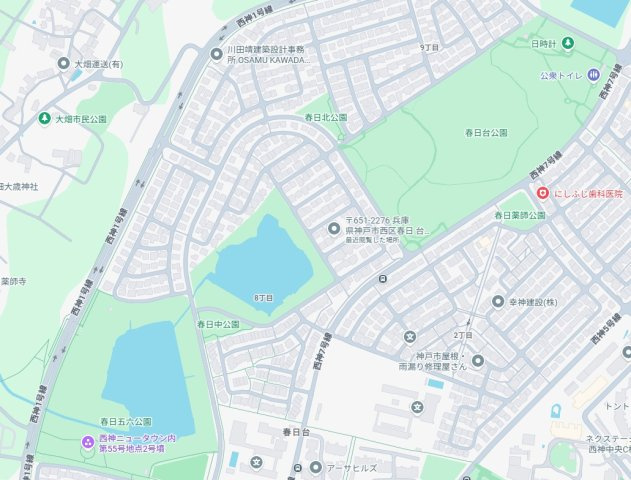 神戸市西区春日台　新築一戸建ての地図
