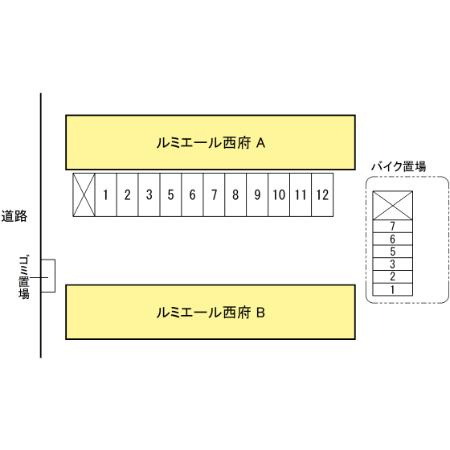 ルミエール西府　Ｂの区画図