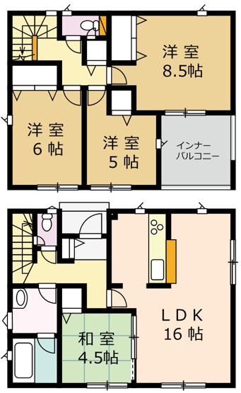 【間取り】 | 【月々６ 万 円 台～・おまとめ不要】古川穂波全2棟　1号棟