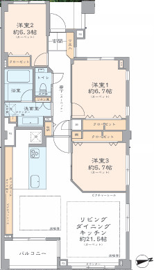 シティコート用賀の間取り