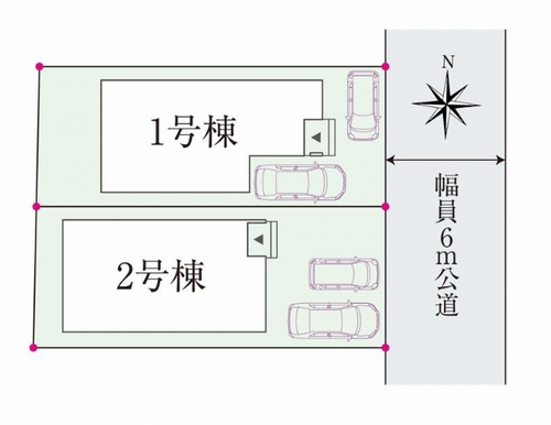 【区画図】 | 【仲介手数料０円】平塚市平塚2丁目　新築一戸建て　全2棟 | 【仲介手数料０円】平塚市平塚2丁目　新築一戸建て　全2棟
