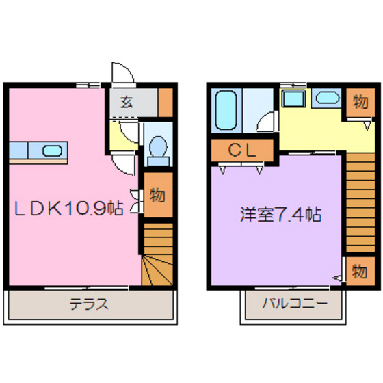 熊本市東区小山２丁目のアパートの間取り