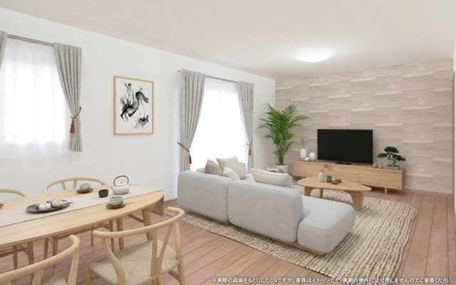 【完成予想図】 | 【LDK　イメージパース】
※画像は設計図面を基に作成したイメージです。