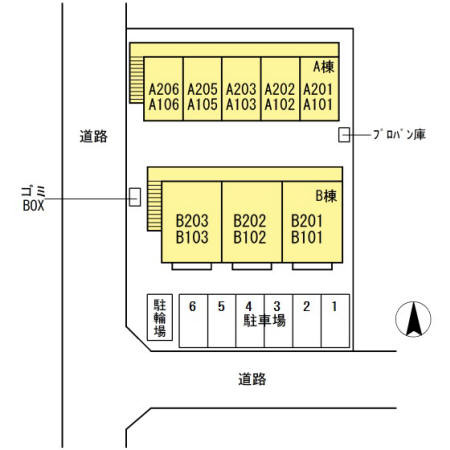 パークサイドハウス　Ｂの区画図