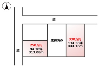 【区画図】 | 鹿屋市東原町　売地 | 分筆前のため地積に誤差が生じる場合があります。