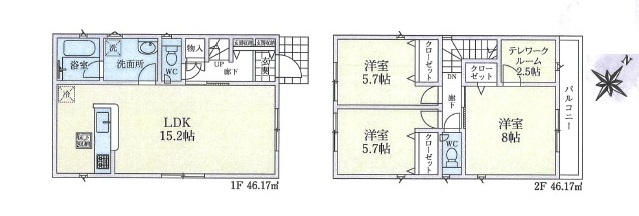 鶴ヶ島市中新田新築戸建の間取り