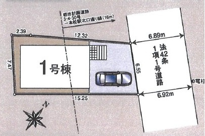 鶴ヶ島市中新田新築戸建の区画図