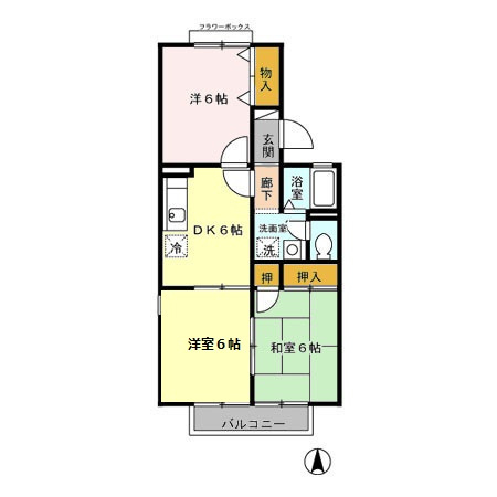 熊本市南区刈草３丁目のアパートの間取り