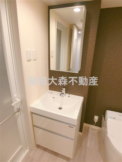 M-1 Tokyo 蒲田本町の洗面所|鏡裏収納の独立洗面台