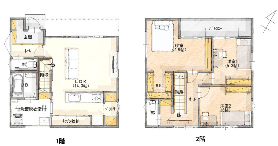 江南区日水3丁目　新築戸建の間取り