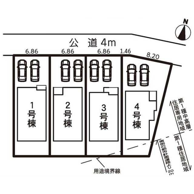 仲介手数料無料）春日井市熊野桜佐区画整理２号棟の区画図| 