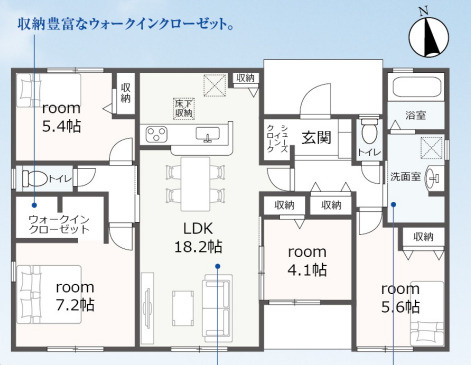 売新築戸建　中央区舞阪町長十新田の間取り