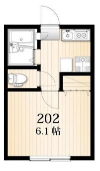 ＡＺＥＳＴ－ＲＥＮＴ一橋学園Ⅱ２０４号室　　　　　　　１００の間取り