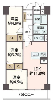 西宮グリーンマンション1号棟の間取り|大型商業施設も徒歩圏内で利便性良好