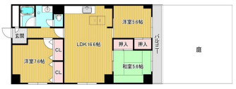 香枦園スカイハイツの間取り|開放感のある角部屋！