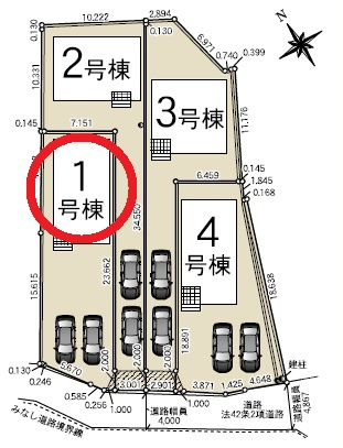 岡崎市国正町第1　新築分譲住宅　全4棟　1号棟の区画図