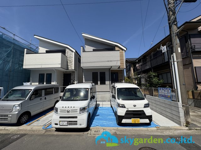 茅ヶ崎市高田3期　新築戸建　全４棟1号棟の前面道路含む現地写真|前面道路含む現地写真です