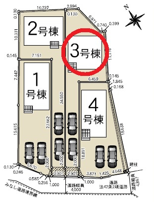 岡崎市国正町第1　新築分譲住宅　全4棟　3号棟の区画図