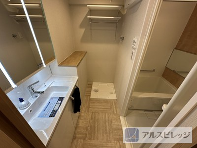 日商岩井北浦和マンションＢ棟の独立洗面台|収納豊富な独立洗面台