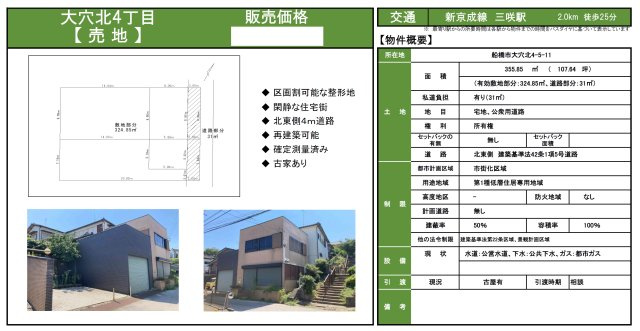 【土地図】 | 【仲介手数料無料】船橋市大穴北 | 仲介O円団では掲載物件以外も仲介手数料無料にてご購入いただけます！