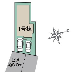岡崎市蓑川町3丁目　新築分譲住宅　全1棟　1号棟の区画図