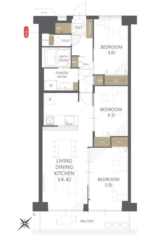 【間取り】若葉台マンション 