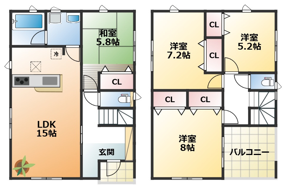 CRADLEGARDEN宇都宮市今宮第4の間取り|南向きで陽当たりの良い間取りです