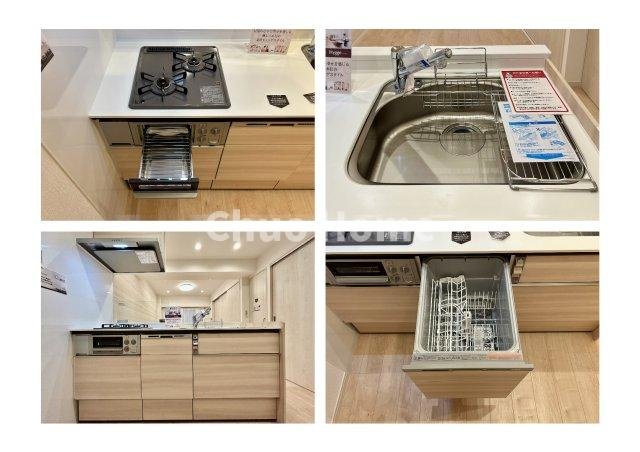 ラミアール鶯谷駅前のキッチン|【システムキッチン】ワイドで収納豊富な使い勝手の良いカウンターキッチンには、食洗器・伸縮タイプのキッチン水栓、魚焼きグリルなどの便利な設備が標準完備されています。