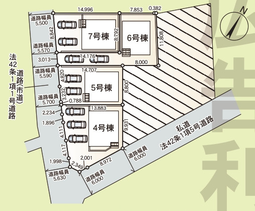 宜野湾市上原　第1（全4棟）ラスト6号棟の区画図|6号棟　
