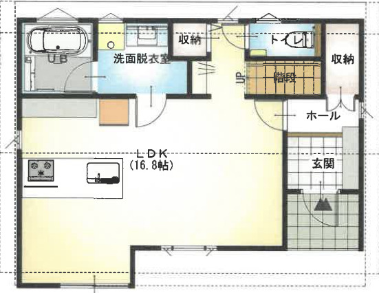 【参考プラン図あり！】土佐市高岡町甲　建築条件付き売土地の完成予想図|1階プラン図