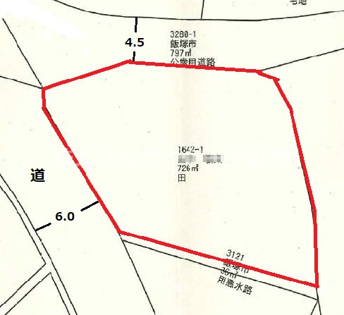 飯塚市鯰田1642-1の土地図