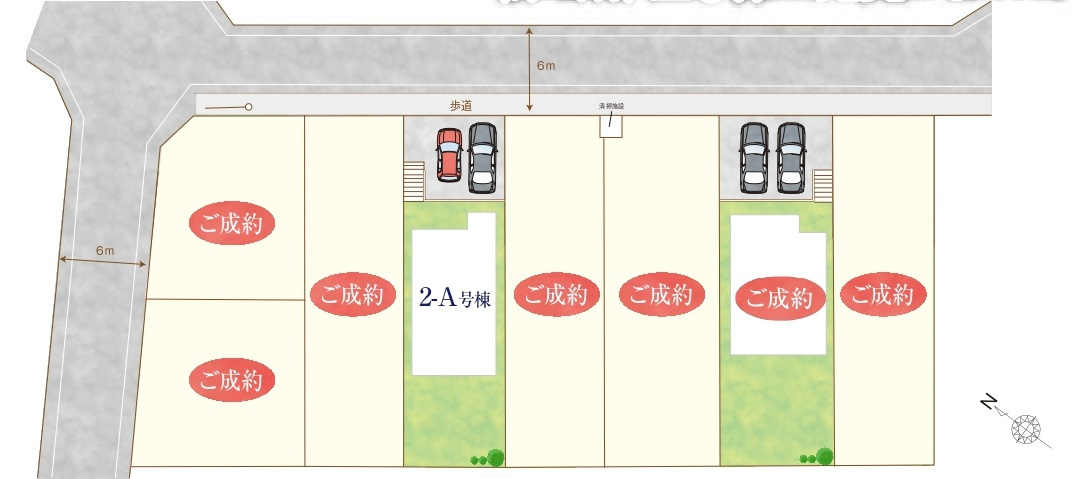 松戸市小金原5丁目新築戸建【貝の花小学校:8分】の区画図|区画配置図