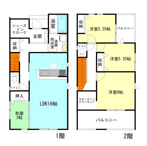 【間取り】 | グラファーレ高崎市岩鼻町2期ー② | 玄関には嬉しい大容量シューズインクローク付き！
主寝室にはウォークインクローゼット完備！